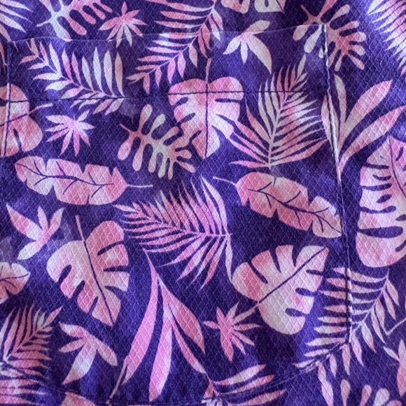 Tommy Bahama IslandZone Monstera Men LRG Purple Pink Silk Poly Coolmax Tropical - Picture 5 of 13